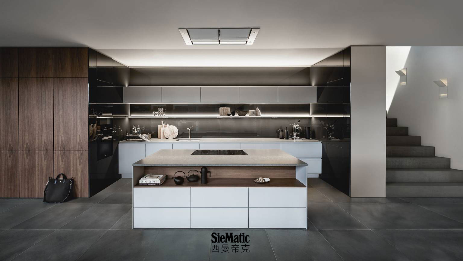 Minimalist kitchen design with SieMatic StoneDesign countertop in volcanic stone