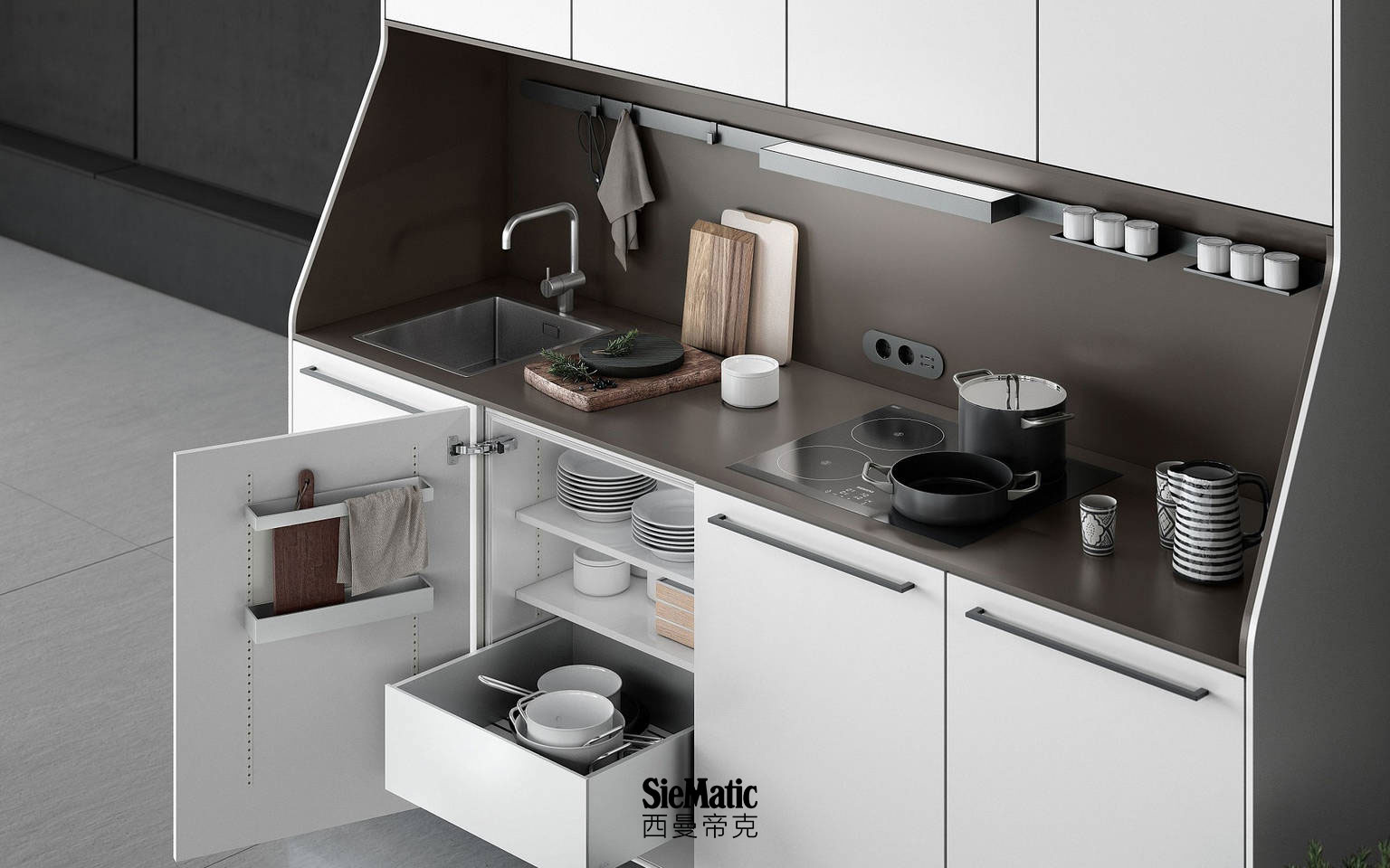 High-quality countertop designs available for the SieMatic 29 kitchen sideboard from the Urban style collection
